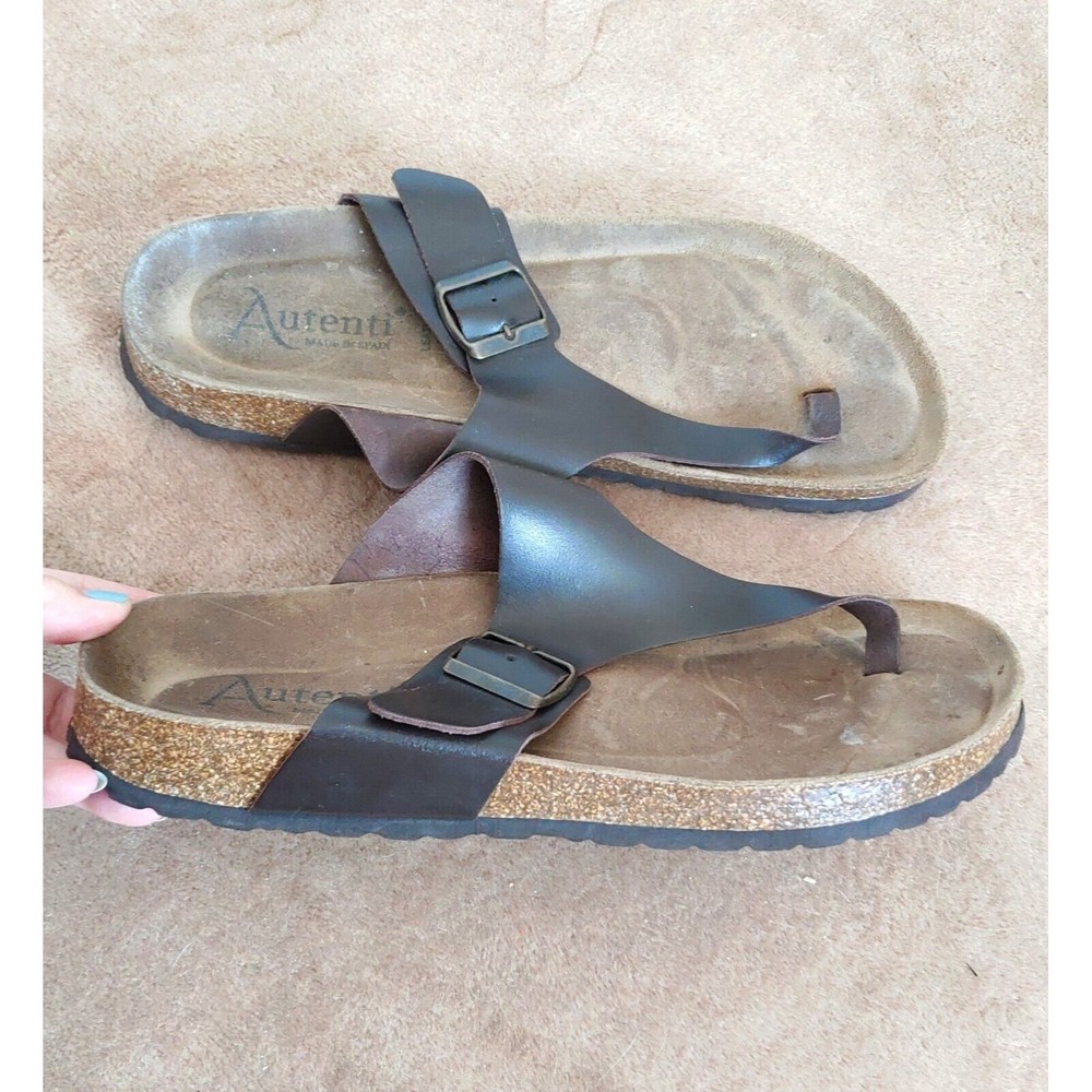 Autenti Leather Sandals Women's Brown Leather 43